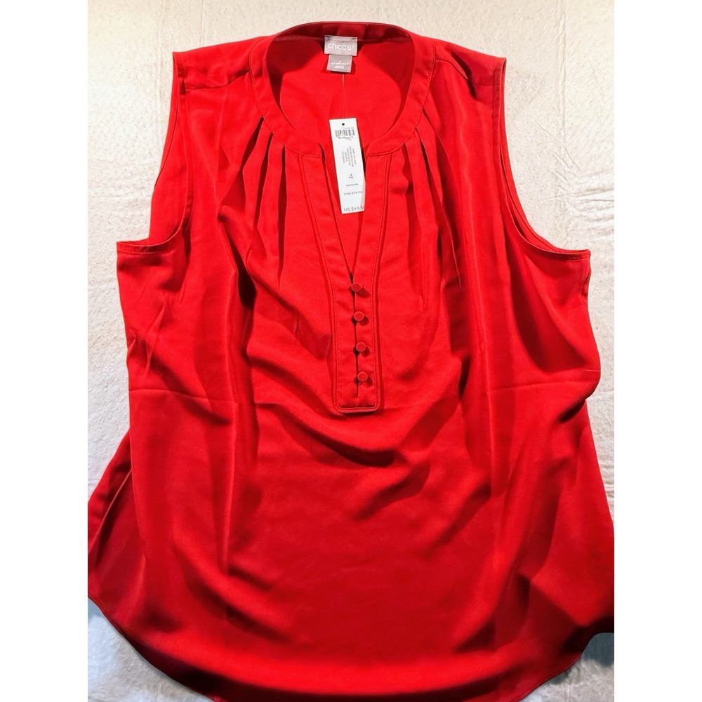 Chico's  Sleeveless Fire Red Blouse Women's Plus Size 4 New NWT